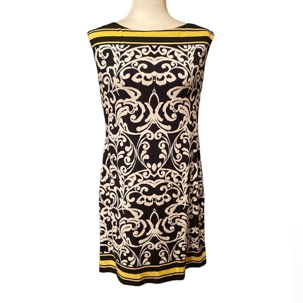 Jessica Howard Dress Size Medium Black White Yellow Sleeveless